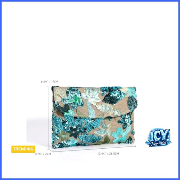 Polyester Blend Floral Embroidery Sequin Evening Clutch Bag